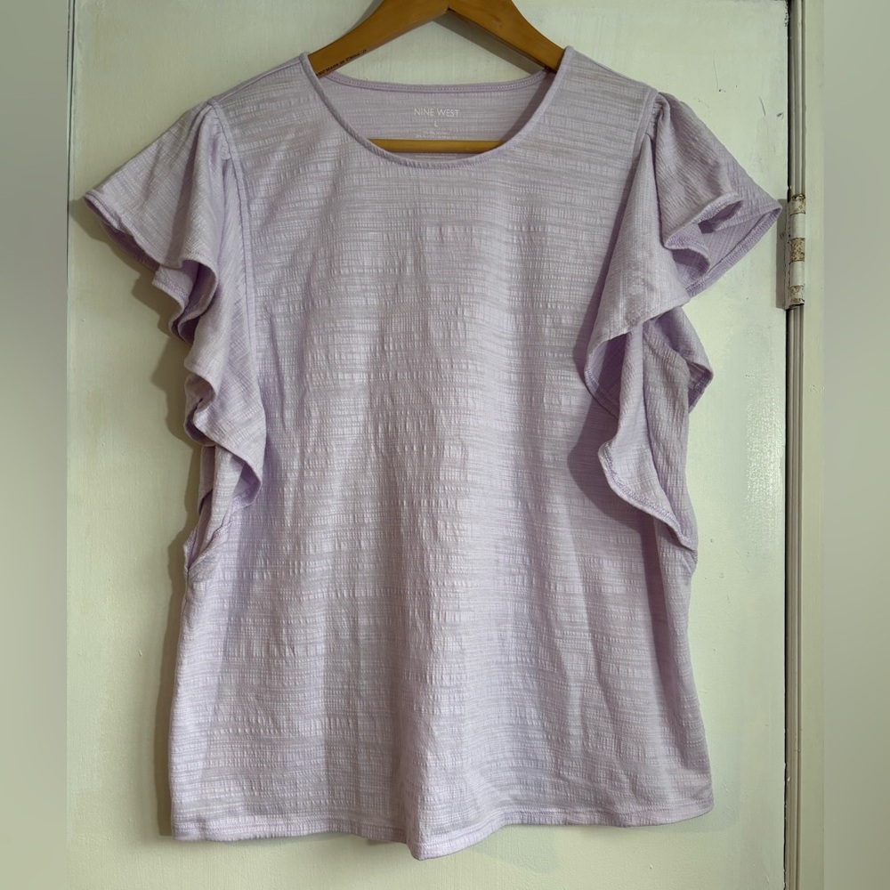 Nine West Light Purple Ruffle Sleeve Blouse